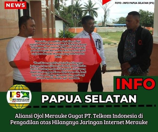 Komunitas ojol Merauke gugat PT.Telkom Indonesia di pengadilan atas hilangnya jaringan internet 