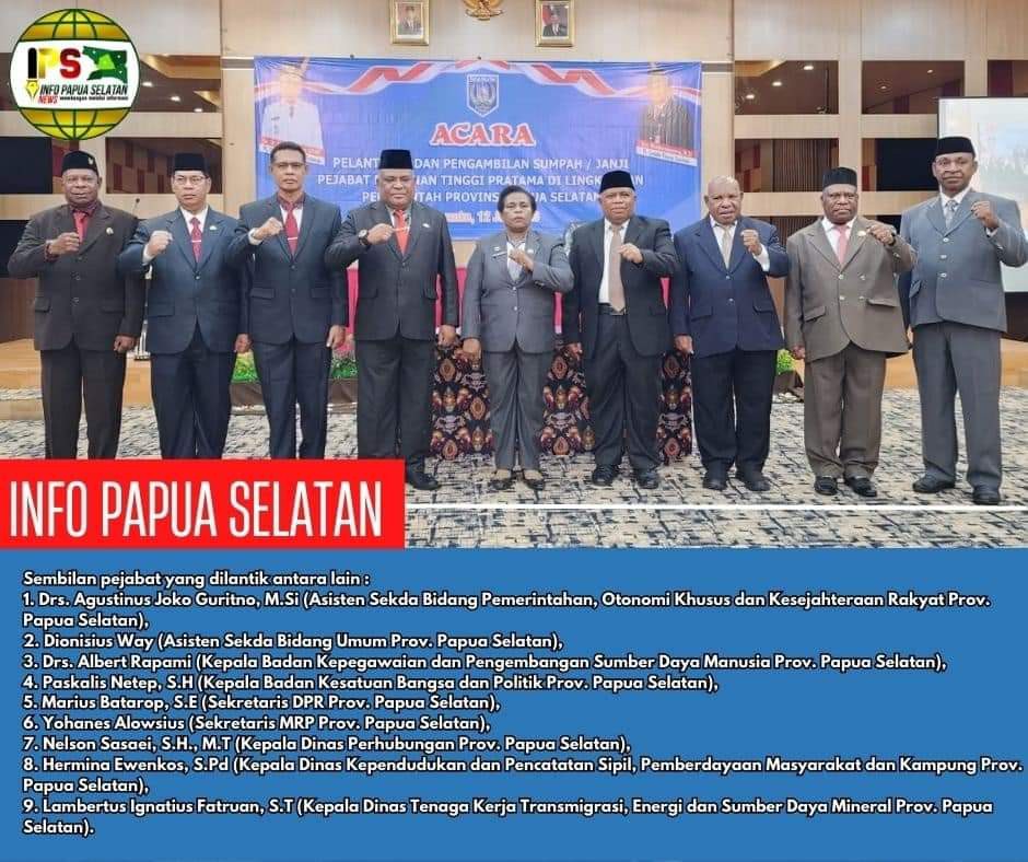 Pj. Gubernur Papua Selatan melantik 9 Pejabat