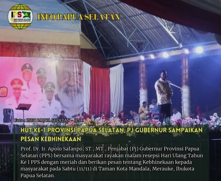 HUT ke- 1 Provinsi Papua Selatan, Pj Gubernur Menyampaikan Pesan Kebinekaan 